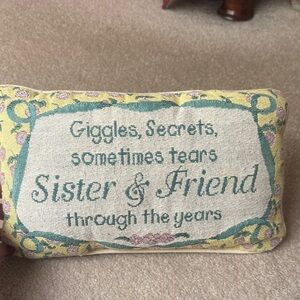 Decorative Sister & Friend Pillow - Yellow and Green